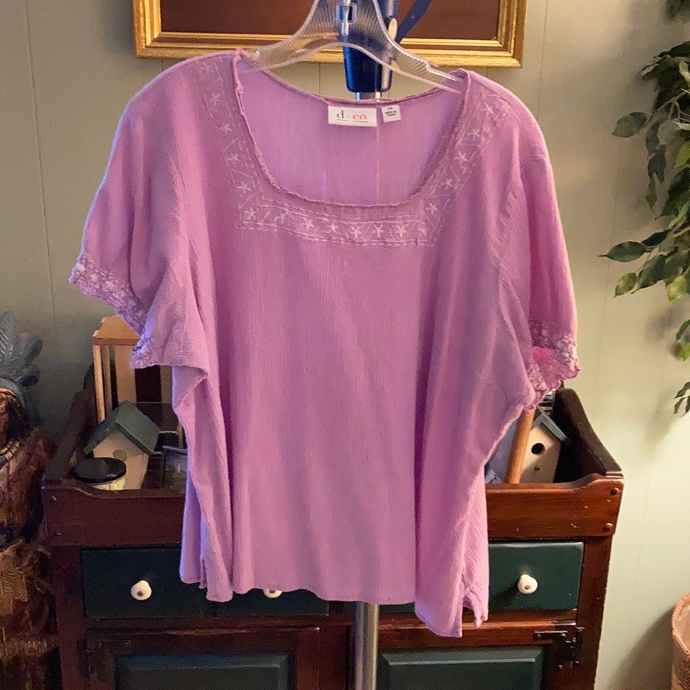 Denim & Co. cotton short sleeve shirt 2X